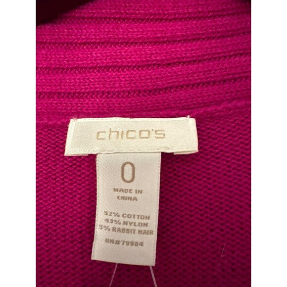 Chicos Roxanne Rib Cocoon Sweater Pink  Womens Size 0 SMALL Open Front Cardigan - Picture 4 of 4